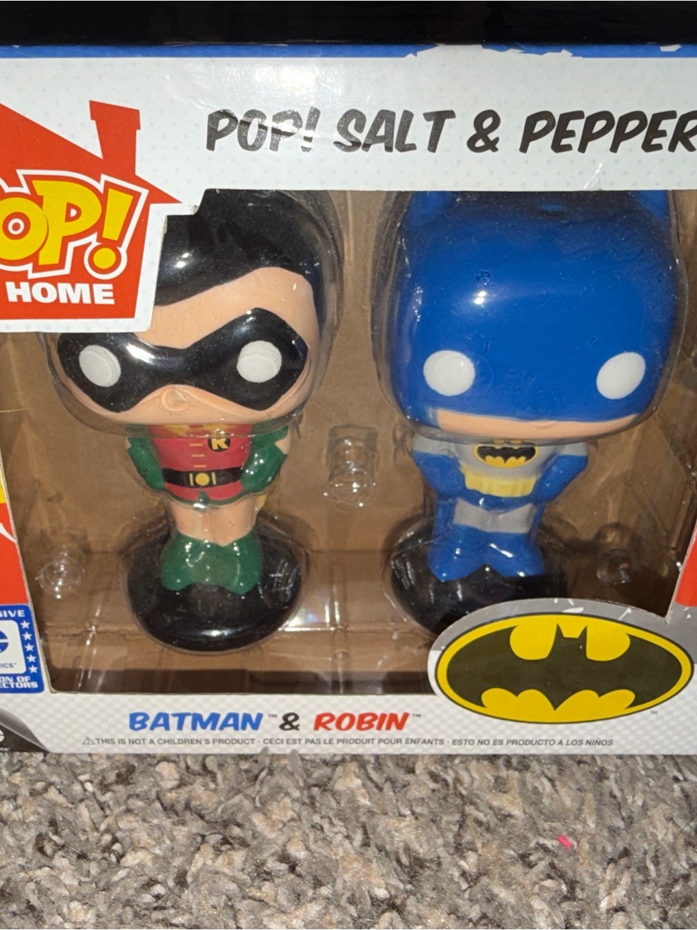 New in box. Funko Pop! Batman and Robin Salt & Pepper Shakers.